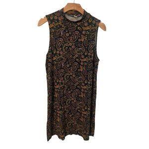 Forever 21 Sleeveless Midi Dress Womens Size M Floral Paisley Print High Neck